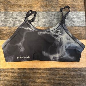 Virus sz L sports bra black n grey smoke/ tie dye clasp back